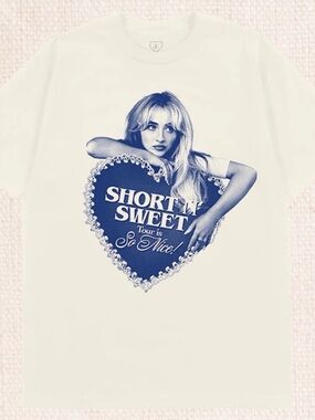 Sabrina Carpenter Short n' Sweet Heart Ivory T-Shirt (XXL) NEW